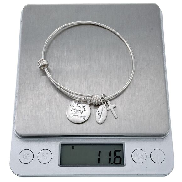 Footnotes Sterling Silver Extraordinary Life Cross Charm Slide Bracelet 7.25" - Picture 6 of 6